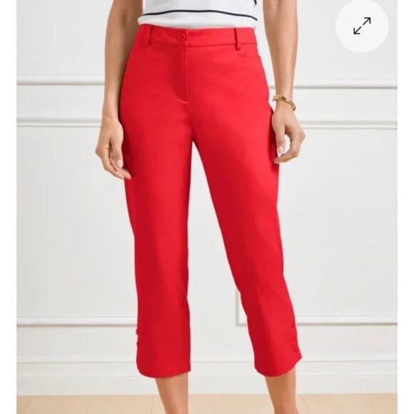 NWT Talbots Women's Vibrant Red PERFECT SKIMMER Capri Pant SZ: 16 BIN#S - Picture 2 of 11